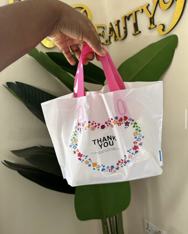 Thank you Poly bag pink handle (pack of 10pcs)