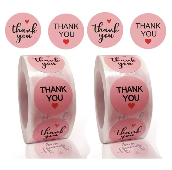 Pink small (2.5cm) thank you sticker (pack of 100pcs)