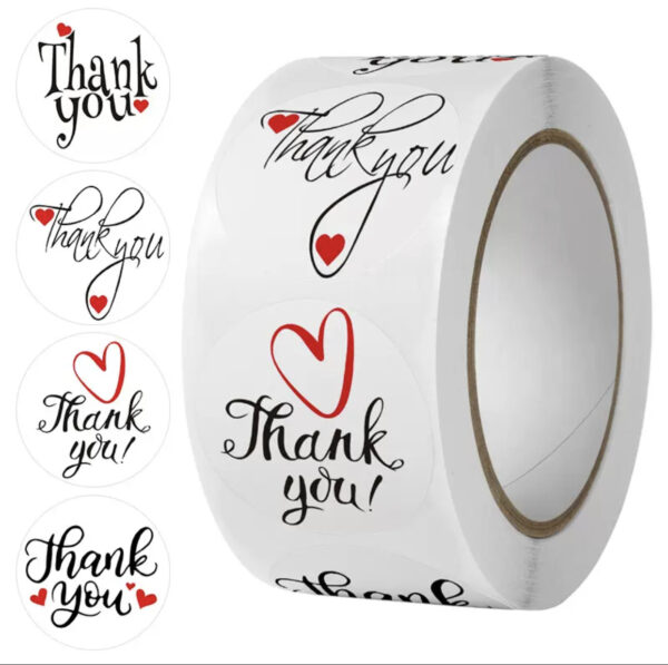 White small (2.5cm) thank you sticker (pack of 100pcs)