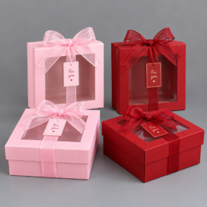 Christmas & valentine single gift box with transparent cover