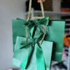 Fancy Green plain paper bag (big size 20x10x28cm)
