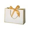 Gold and white plain paper bag with ribbon (big size 20x28x10cm)