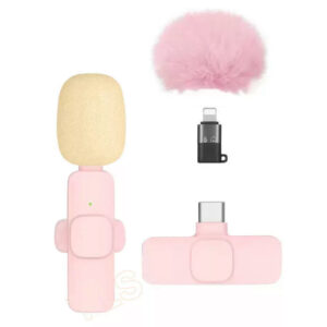 Pink fluffy microphone for iPhone & type C