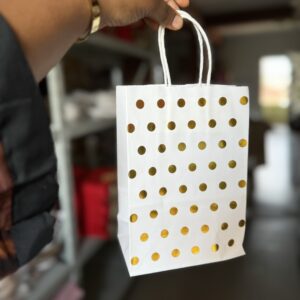 Gold & white polkadot craft bag