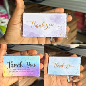 Blue & purple thank you card . pack of 100pcs (please specify your preferred design in the order note)